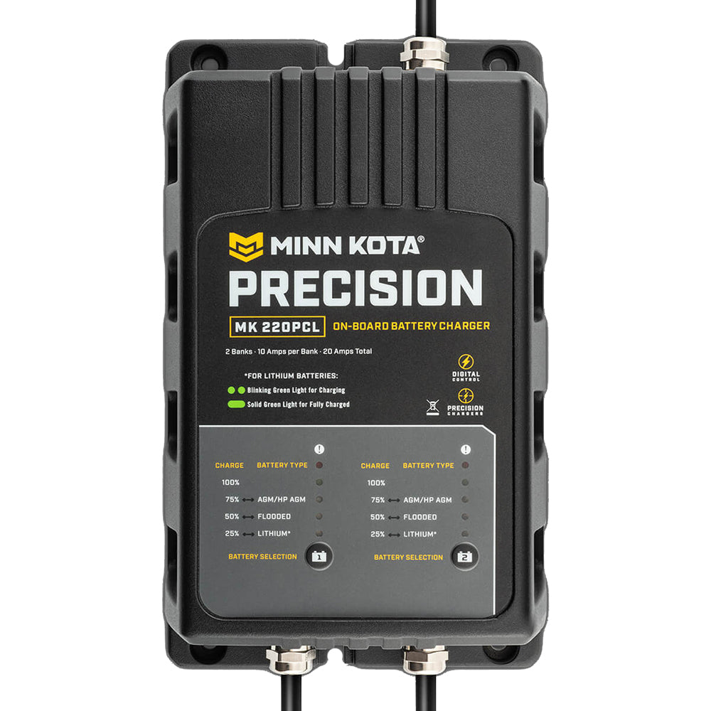 Minn Kota On-Board Precision Charger MK-220 PCL 2 Bank x 10 AMP LI Optimized Charger [1832201] - BuoyMart.com  Battery Chargers Minn Kota