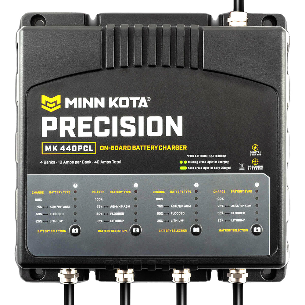 Minn Kota On-Board Precision Charger MK-440 PCL 4 Bank x 10 AMP LI Optimized Charger [1834401] - BuoyMart.com  Battery Chargers Minn Kota