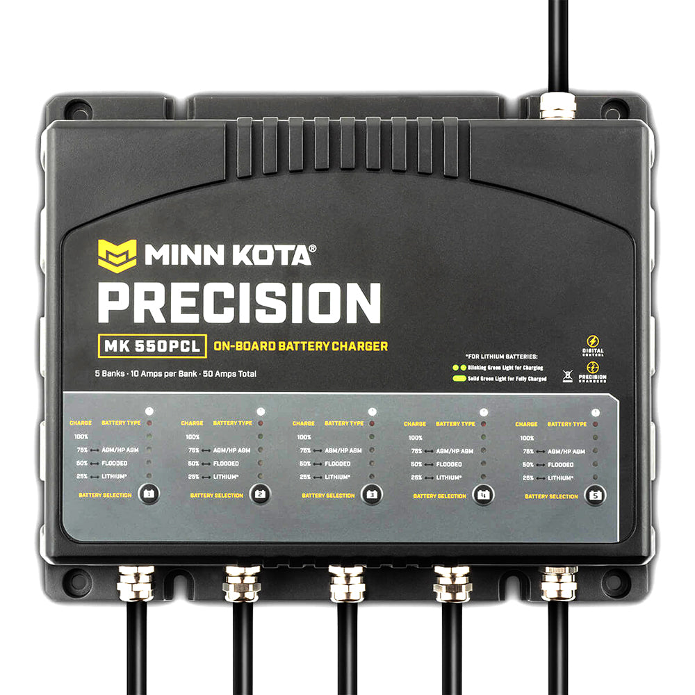 Minn Kota On-Board Precision Charger MK-550 PCL 5 Bank x 10 AMP LI Optimized Charger [1835500] - BuoyMart.com  Battery Chargers Minn Kota