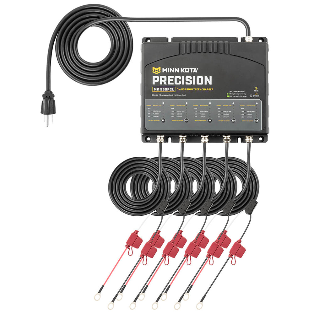 Minn Kota On-Board Precision Charger MK-550 PCL 5 Bank x 10 AMP LI Optimized Charger [1835500] - BuoyMart.com  Battery Chargers Minn Kota