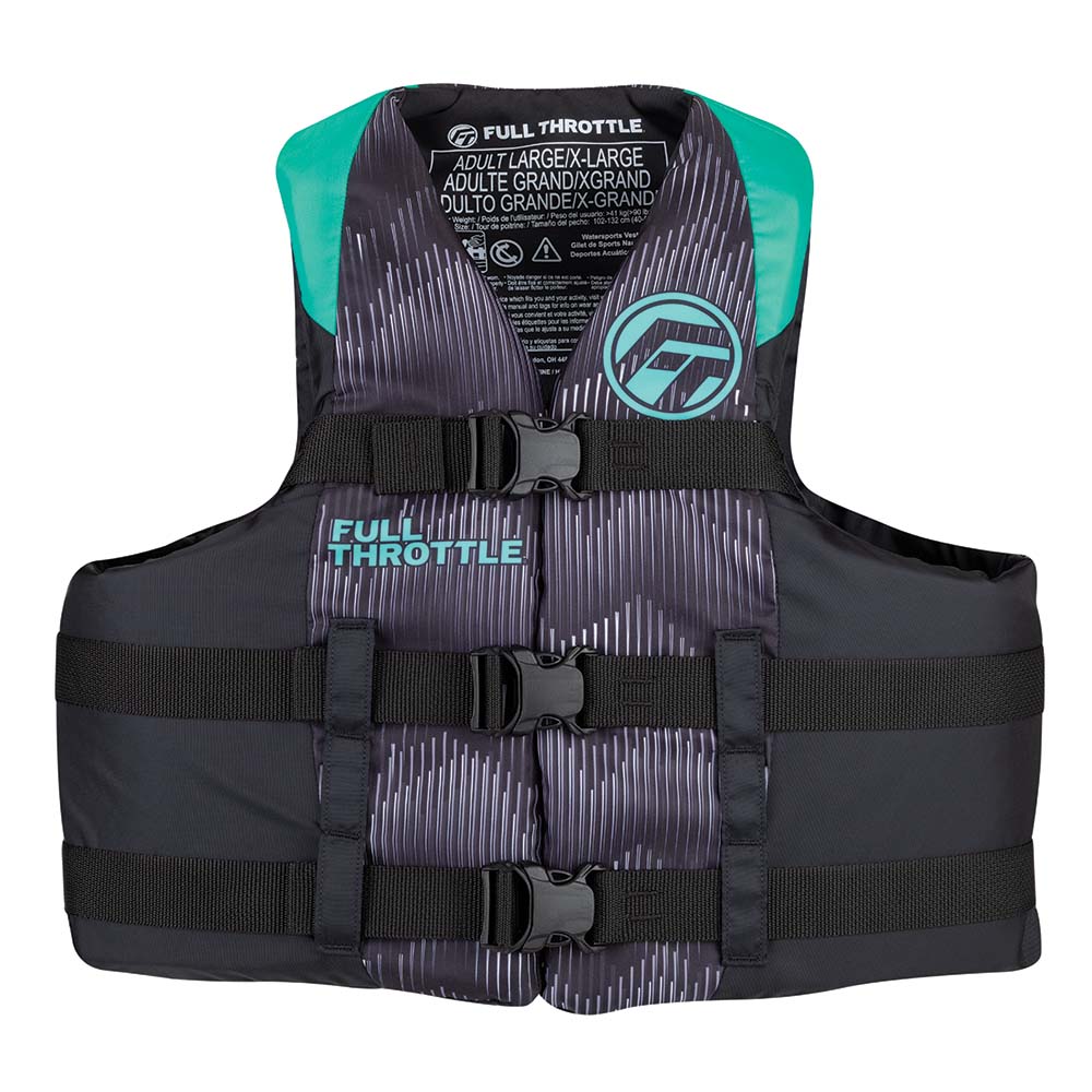 Full Throttle Adult Nylon Life Jacket - L/XL - Aqua/Black [112200-505-050-22] - BuoyMart.com  Life Vests Full Throttle