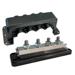 Victron Busbar 600A 4P  Cover 4X 3/8" Plus 4X M8 Terminals [VBB160040010] - BuoyMart.com  Busbars, Connectors & Insulators Victron Energy