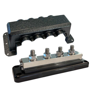 Victron Busbar 600A 4P  Cover 4X 3/8" Plus 4X M8 Terminals [VBB160040010] - BuoyMart.com  Busbars, Connectors & Insulators Victron Energy