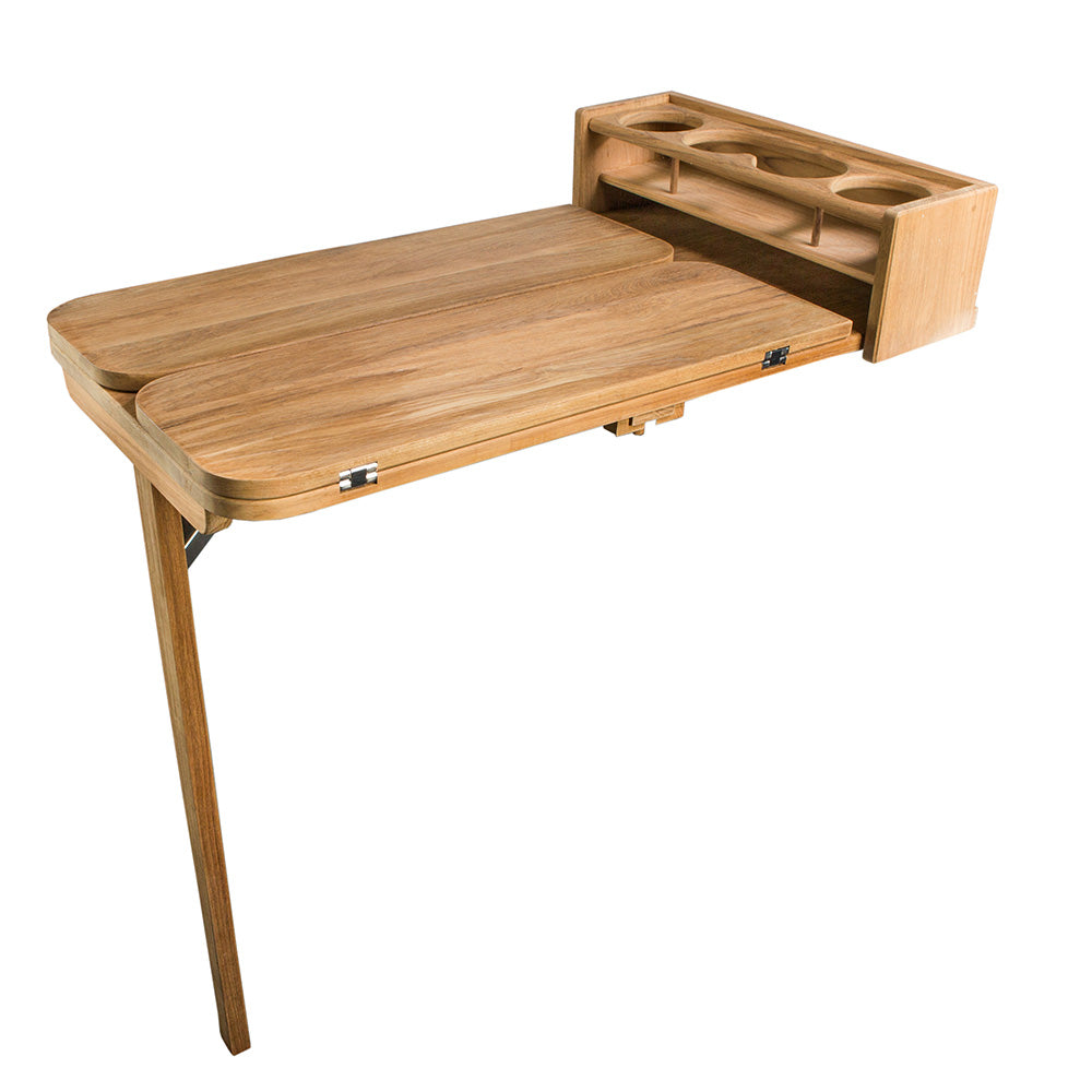Whitecap Cockpit Table w/Folding Leaves  4 Cupholders - Teak [61392C] - BuoyMart.com  Teak Whitecap