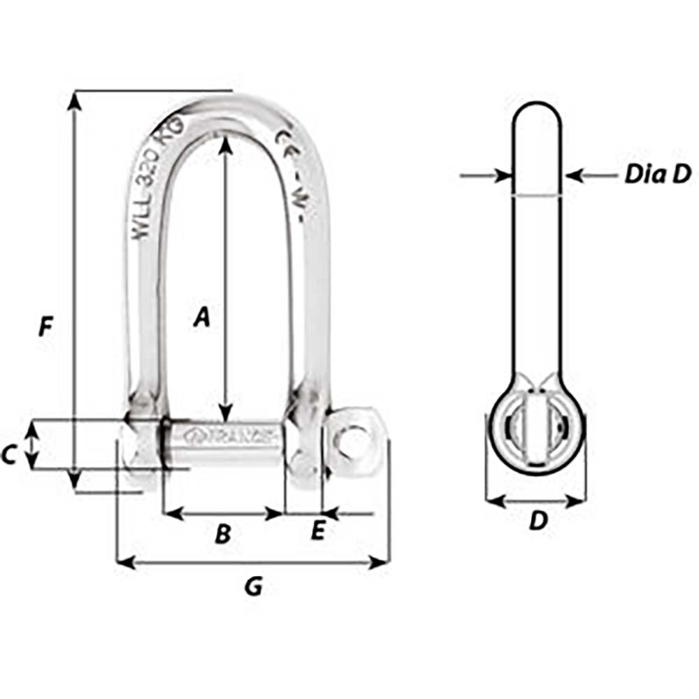 Wicahrd Self-Locking Long D Shackle - Diameter 5mm - 3/16" [01212] - BuoyMart.com  Shackles/Rings/Pins Wichard Marine