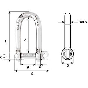 Wichard Self-Locking Long D Shackle - Diameter 6mm - 1/4" [01213] - BuoyMart.com  Shackles/Rings/Pins Wichard Marine