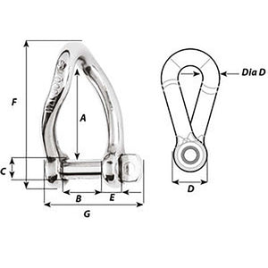 Wichard Self-Locking Twisted Shackle - Diameter 6mm - 1/4" [01223] - BuoyMart.com  Shackles/Rings/Pins Wichard Marine