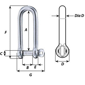 Wichard Captive Pin Long D Shackle - Diameter 6mm - 1/4" [01413] - BuoyMart.com  Shackles/Rings/Pins Wichard Marine