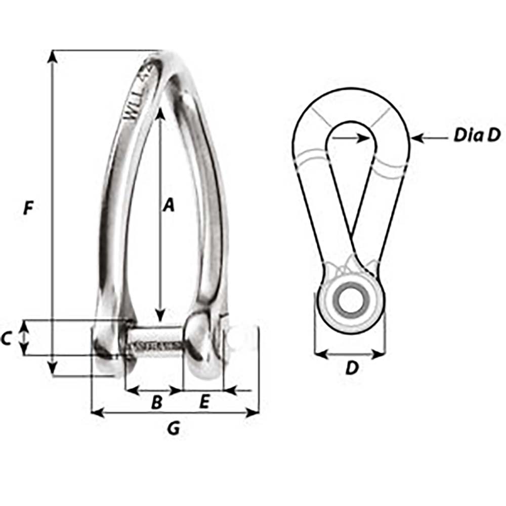 Wichard Captive Pin Twisted Shackle - Diameter 8mm - 5/16" [01424] - BuoyMart.com  Shackles/Rings/Pins Wichard Marine