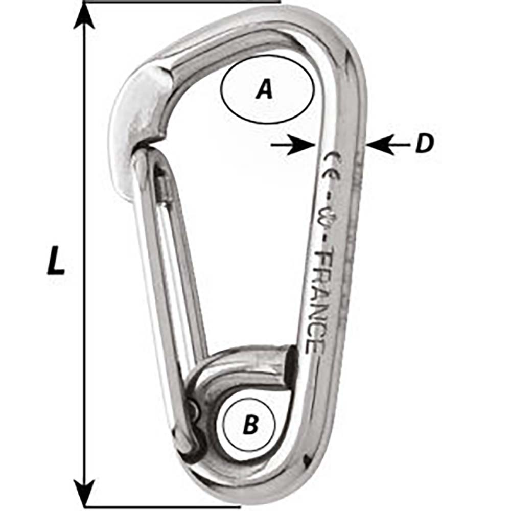 Wichard Asymmetric Carbine Hook - Length 60mm - 1/4" [02323] - BuoyMart.com  Hardware Wichard Marine