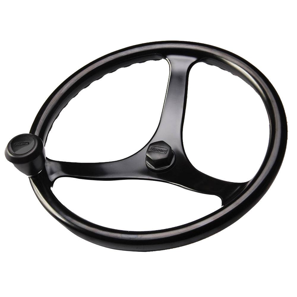 Edson Power Wheel Black w/Black Nut  Black Knob - 14.5" [1710BL-14B-KIT] Edson Marine