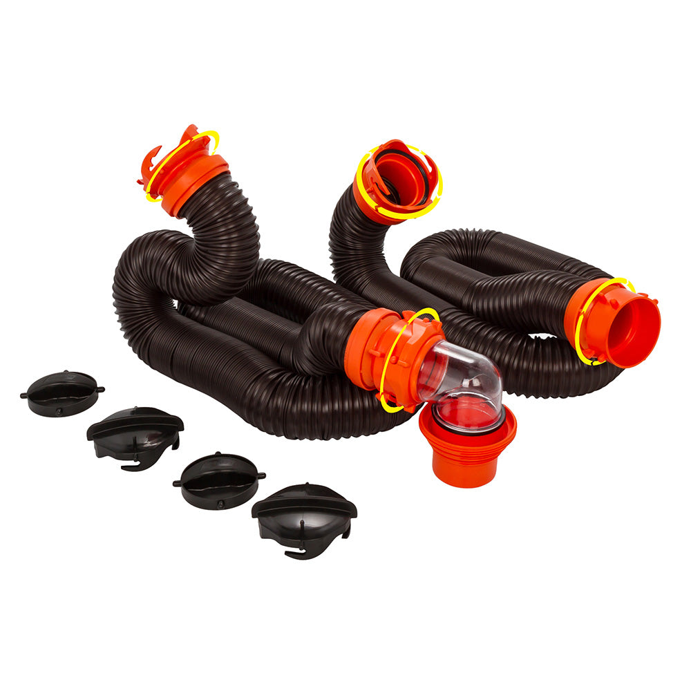 Camco RhinoFLEX 20 Sewer Hose Kit w/4 In 1 Elbow Caps [39741] - BuoyMart.com  Sanitation Camco