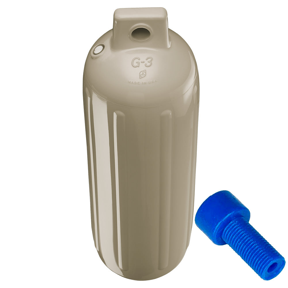 Polyform G-3 Twin Eye Fender 5.5" x 19" - Sand w/Adapter [G-3 SAND W/AIR ADAPTER] - BuoyMart.com  Fenders Polyform U.S.