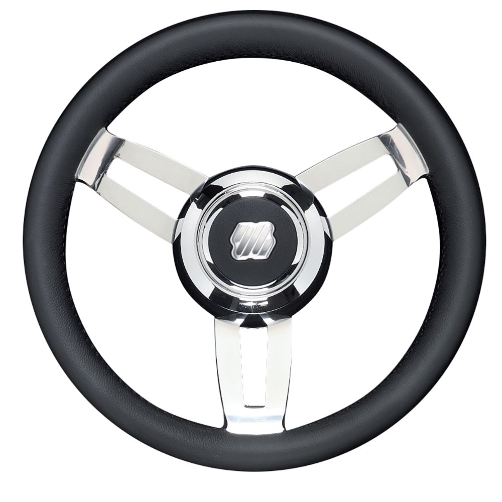 Uflex Morosini 13.8" Steering Wheel - Black Polyurethane w/Stainless Steel Spokes  Chrome Hub [MOROSINI U/CH/B] - BuoyMart.com  Steering Wheels Uflex USA