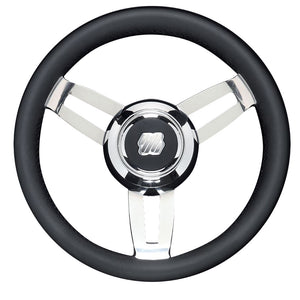 Uflex Morosini 13.8" Steering Wheel - Black Polyurethane w/Stainless Steel Spokes  Chrome Hub [MOROSINI U/CH/B] - BuoyMart.com  Steering Wheels Uflex USA