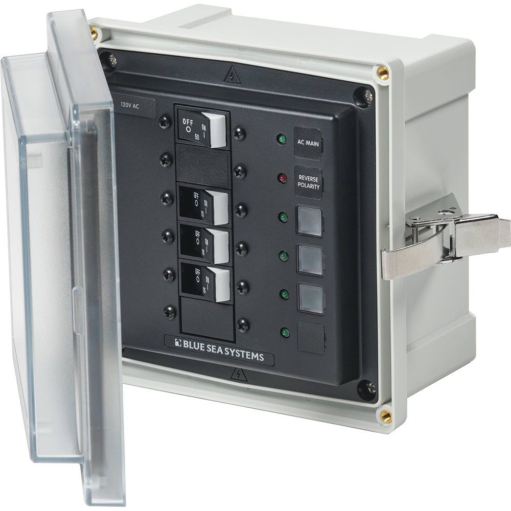Blue Sea 3130 - SMS Panel Enclosure w/Main  3 Branch (15A) - 120V AC [3130] - BuoyMart.com  Electrical Panels Blue Sea Systems