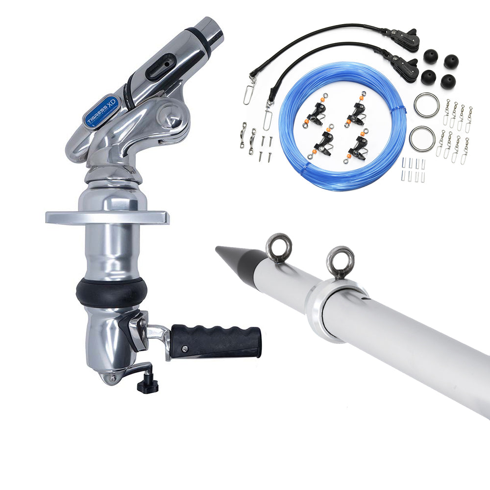 Tigress XD Crank Top Mount System - 18 - Silver Outriggers Pro Series Double Rigging Kit [88825-2] - BuoyMart.com  Outriggers Tigress
