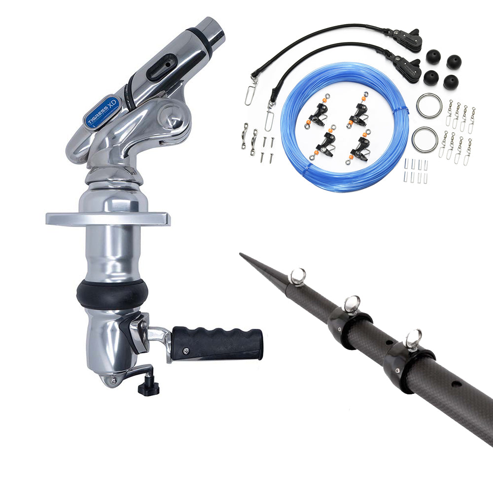 Tigress XD Crank Top Mount System - 18 - Carbon Fiber XD Black/Black Outriggers Pro Series Double Rigging Kit [88679-02] - BuoyMart.com  Outriggers Tigress