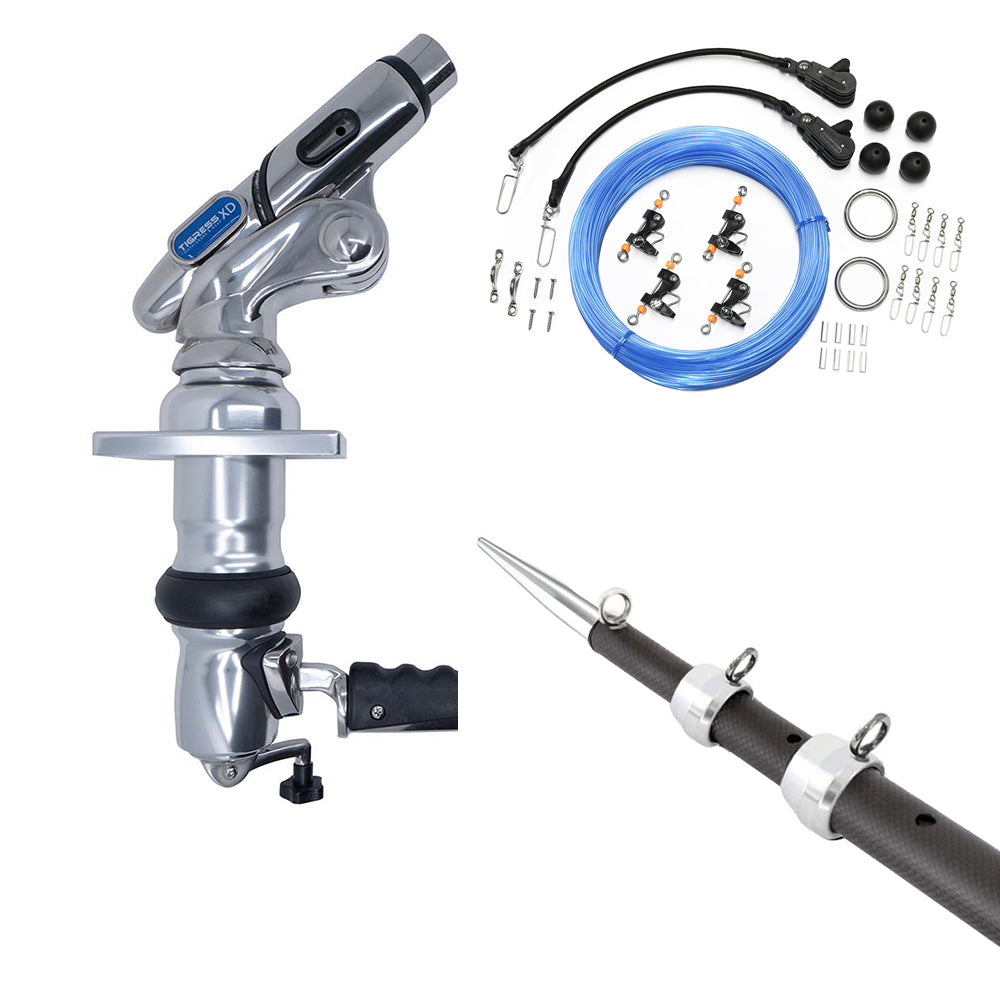 Tigress XD Crank Top Mount System - 18 - Carbon Fiber XD Black/Silver Outriggers Pro Series Double Rigging Kit [88679-03] - BuoyMart.com  Outriggers Tigress
