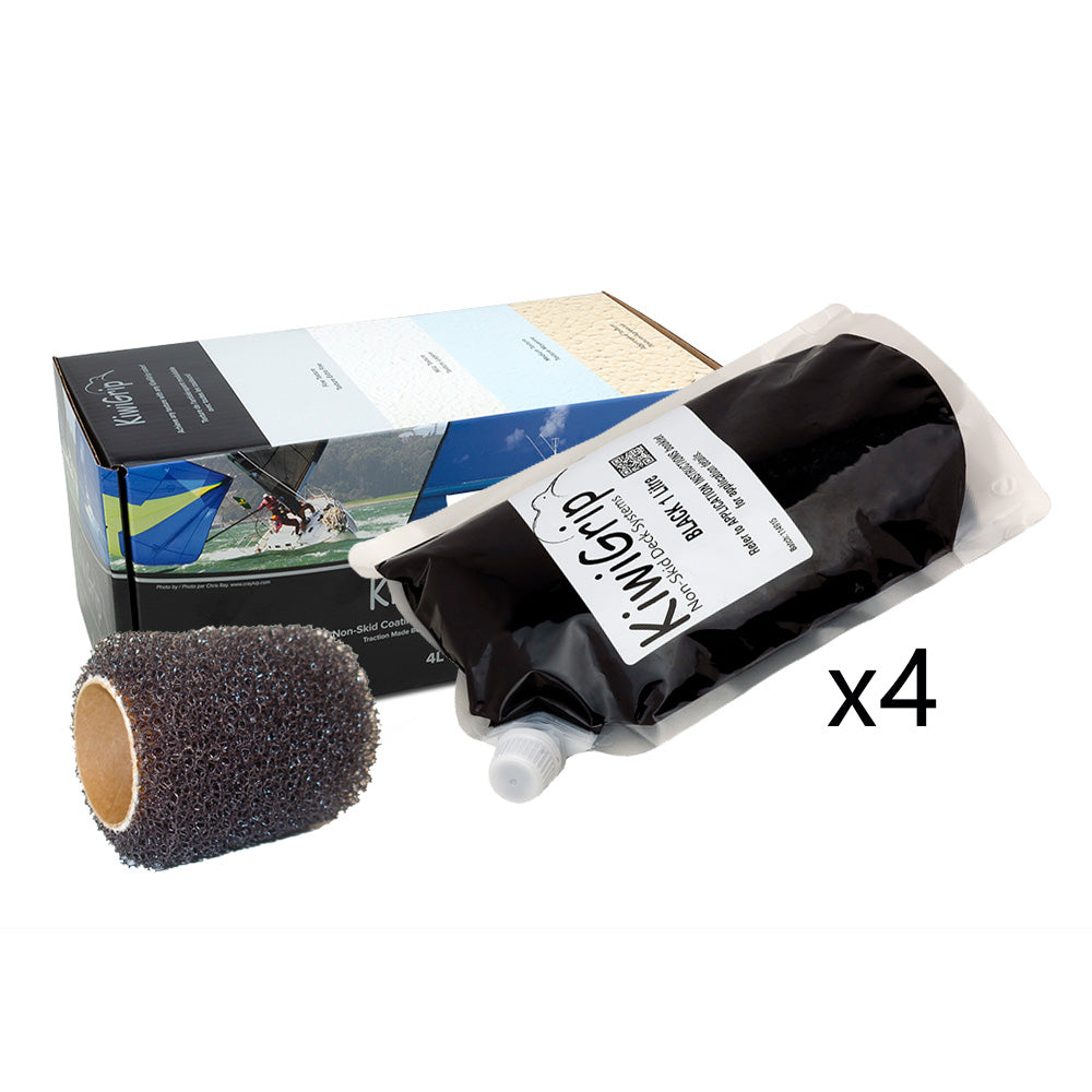 KiwiGrip 4 - 1 Liter Pouches - Black with 4" Roller [KG-4BK-PR] - BuoyMart.com  Non-Skid Paint KiwiGrip