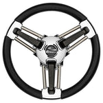 Schmitt Marine Burano Wheel 14" 3/4" Tapered Shaft Black Polyurethane w/Stainless Spoke Includes Center Cap/Nut [PU1051B1-04R] - BuoyMart.com  Steering Wheels Schmitt Marine