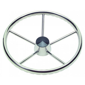 Schmitt Marine 170 Finger Grip Destroyer 5-Spoke 13.5" Stainless Steel Cap 3/4" Tapered Shaft w/Knob [1731321FGK-R] - BuoyMart.com  Steering Wheels Schmitt Marine