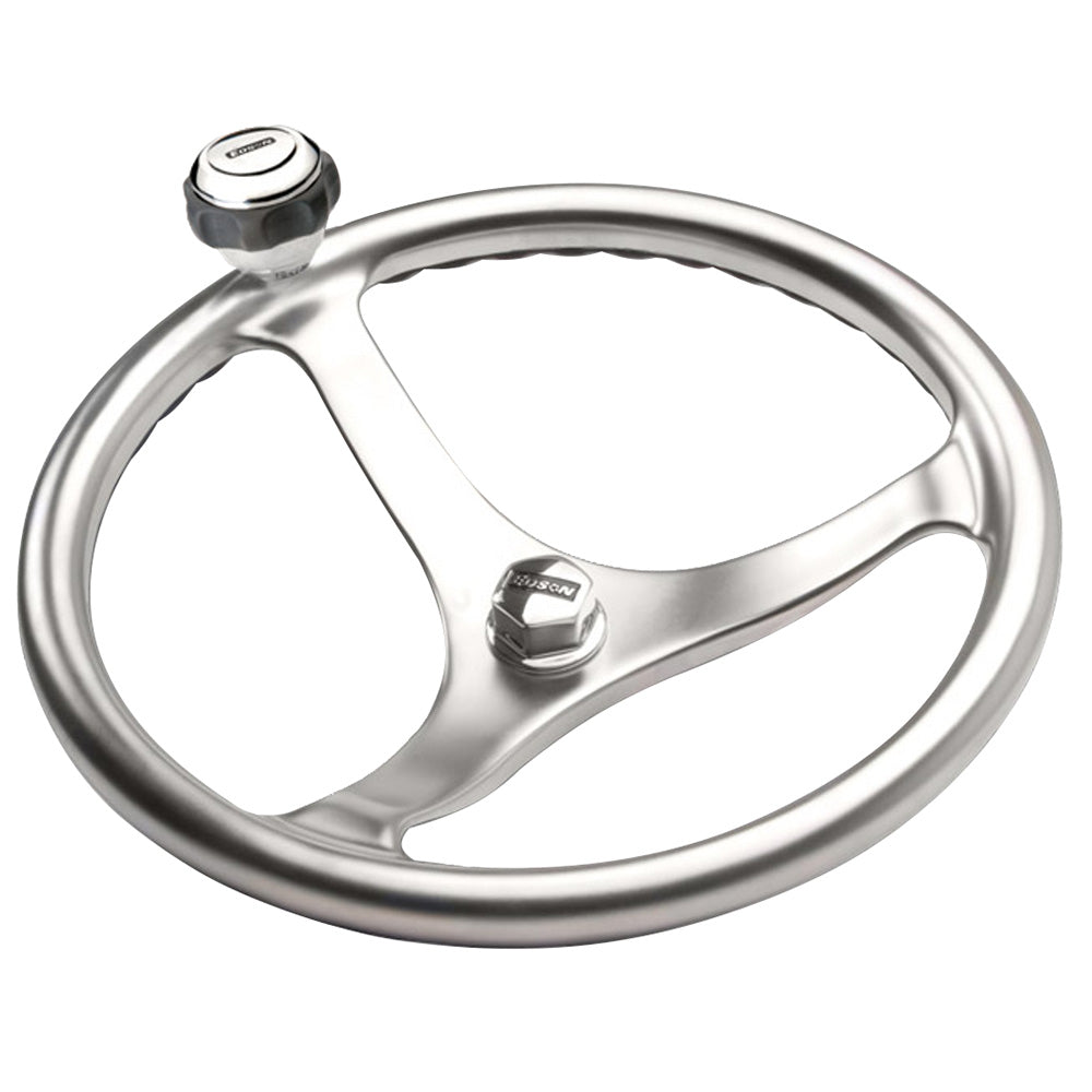 Edson Satin Finish Stainless Steel ComfortGrip 13" PowerWheel w/Knob  Nut [1710WB-13WB-KIT] Edson Marine