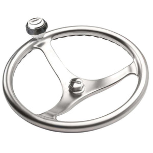 Edson Satin Finish Stainless Steel ComfortGrip 13" PowerWheel w/Knob  Nut [1710WB-13WB-KIT] Edson Marine