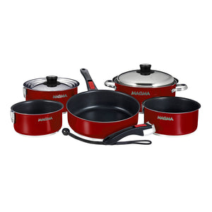 Magma Nestable 10 Piece Induction Non-Stick Enamel Finish Cookware Set - Magma Red [A10-366-MR-2-IN] - BuoyMart.com  Deck / Galley Magma