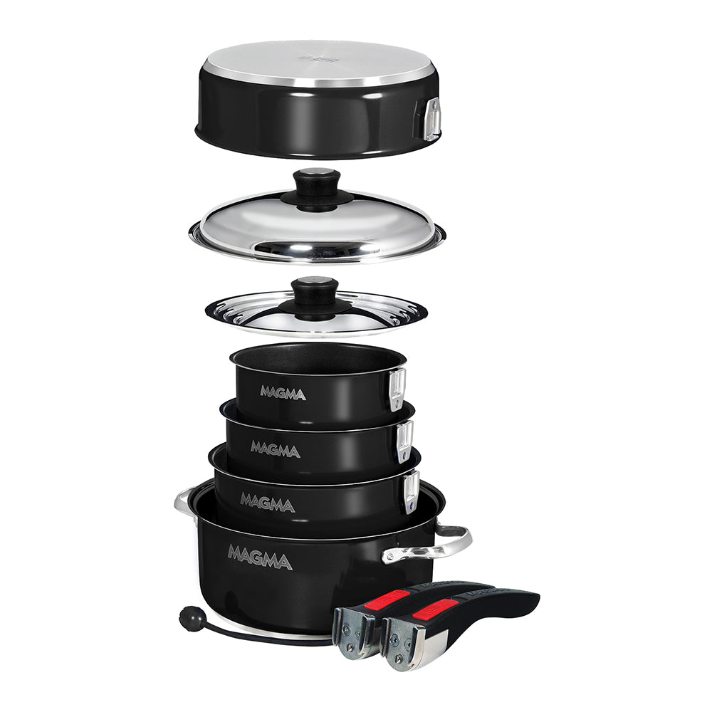 Magma Nestable 10 Piece Induction Non-Stick Enamel Finish Cookware Set - Jet Black [A10-366-JB-2-IN] - BuoyMart.com  Deck / Galley Magma