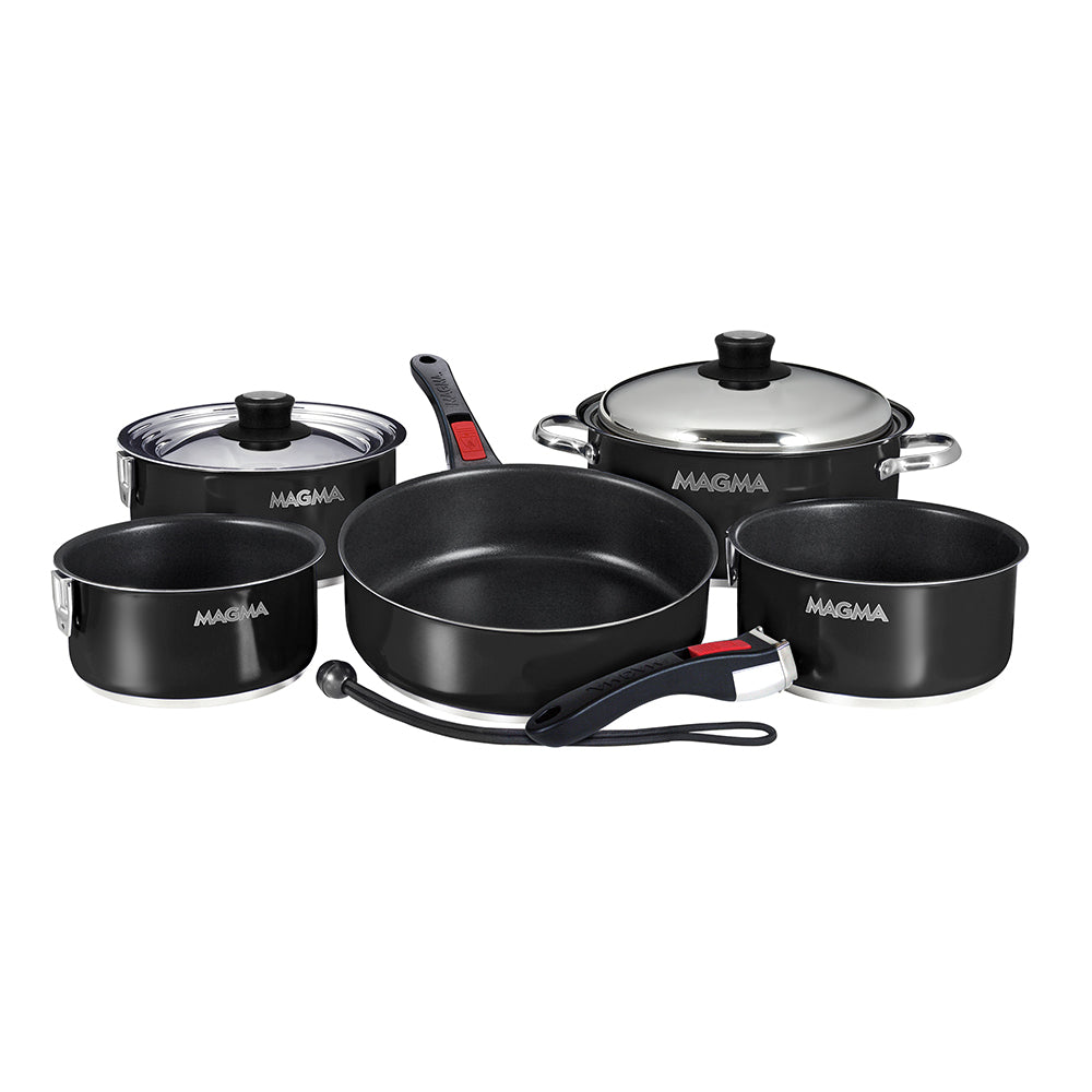Magma Nestable 10 Piece Induction Non-Stick Enamel Finish Cookware Set - Jet Black [A10-366-JB-2-IN] - BuoyMart.com  Deck / Galley Magma