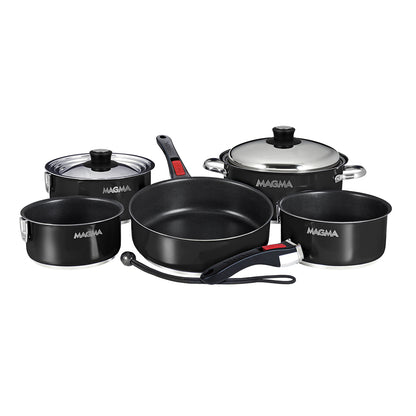Magma Nestable 10 Piece Induction Non-Stick Enamel Finish Cookware Set - Jet Black [A10-366-JB-2-IN] - BuoyMart.com  Deck / Galley Magma