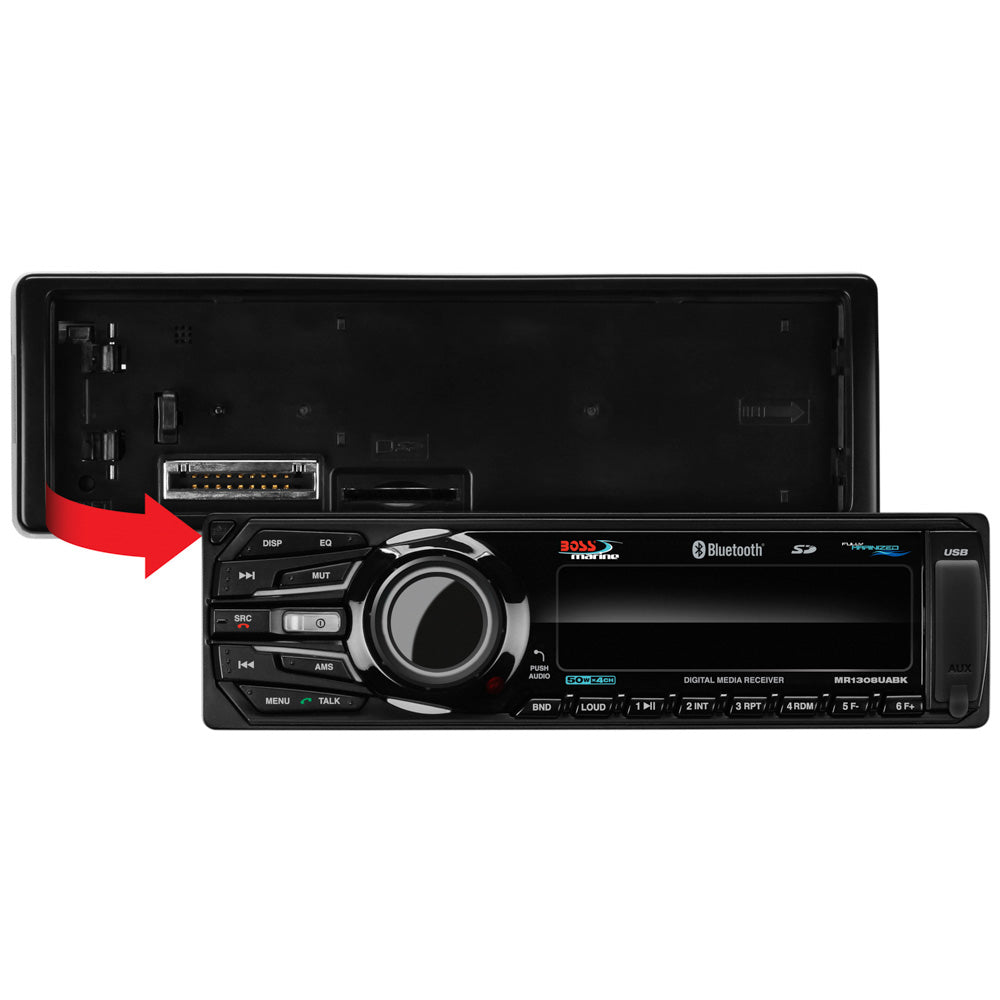 Boss Audio MR1308UABK Bluetooth - Fully Marinized MP3-Compatible Digital Media Receiver w/USB  SD Memory Card Ports  Aux Input [MR1308UABK] - BuoyMart.com  Stereos Boss Audio