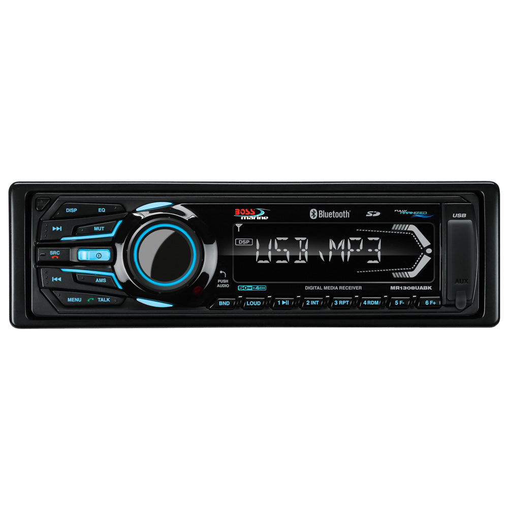 Boss Audio MR1308UABK Bluetooth - Fully Marinized MP3-Compatible Digital Media Receiver w/USB  SD Memory Card Ports  Aux Input [MR1308UABK] - BuoyMart.com  Stereos Boss Audio