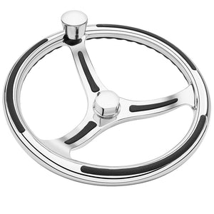 Schmitt Marine Primus Model 740 - 13.5" Wheel w/Knob  Finger Grip - 3/4" Tapered Shaft w/Faux Nut - 1/2"  3/4" Adapters [7401321FGK-R] - BuoyMart.com  Steering Wheels Schmitt Marine