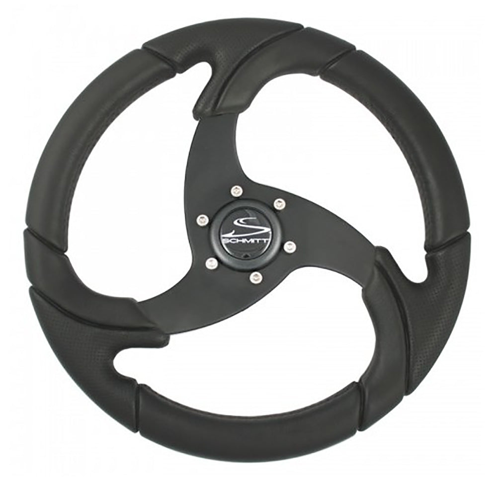Schmitt Marine Folletto 14.2" Wheel - Black Polished Polyurethane - 3/4" Tapered Shaft w/Black Center Cap [PU026104-R] - BuoyMart.com  Steering Wheels Schmitt Marine