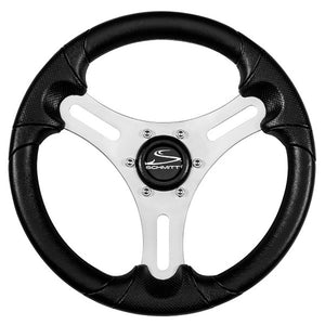 Schmitt Marine Torcello Lite 13" Wheel - Black Polyurethane Wheel w/Silver Spokes  Black Cap- 3/4" Tapered Shaft [PU063104-01R] - BuoyMart.com  Steering Wheels Schmitt Marine