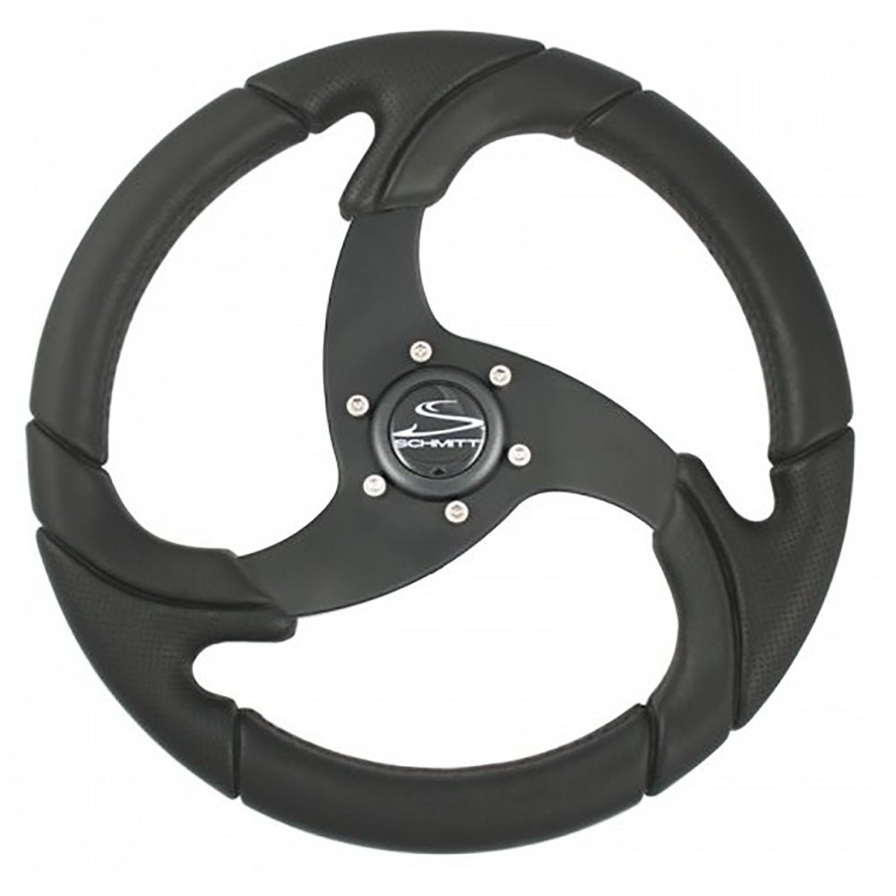 Schmitt Marine Folletto 14.2" Wheel - Black Polyurethane - 3/4" Tapered Shaft w/Black Center Cap [PU021104-R] - BuoyMart.com  Steering Wheels Schmitt Marine