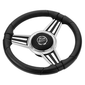 Schmitt Marine PU30 14" Wheel - Chrome Cap  Spoke Inserts - Black Spokes - 3/4" Tapered Shaft [PU301404-44] - BuoyMart.com  Steering Wheels Schmitt Marine
