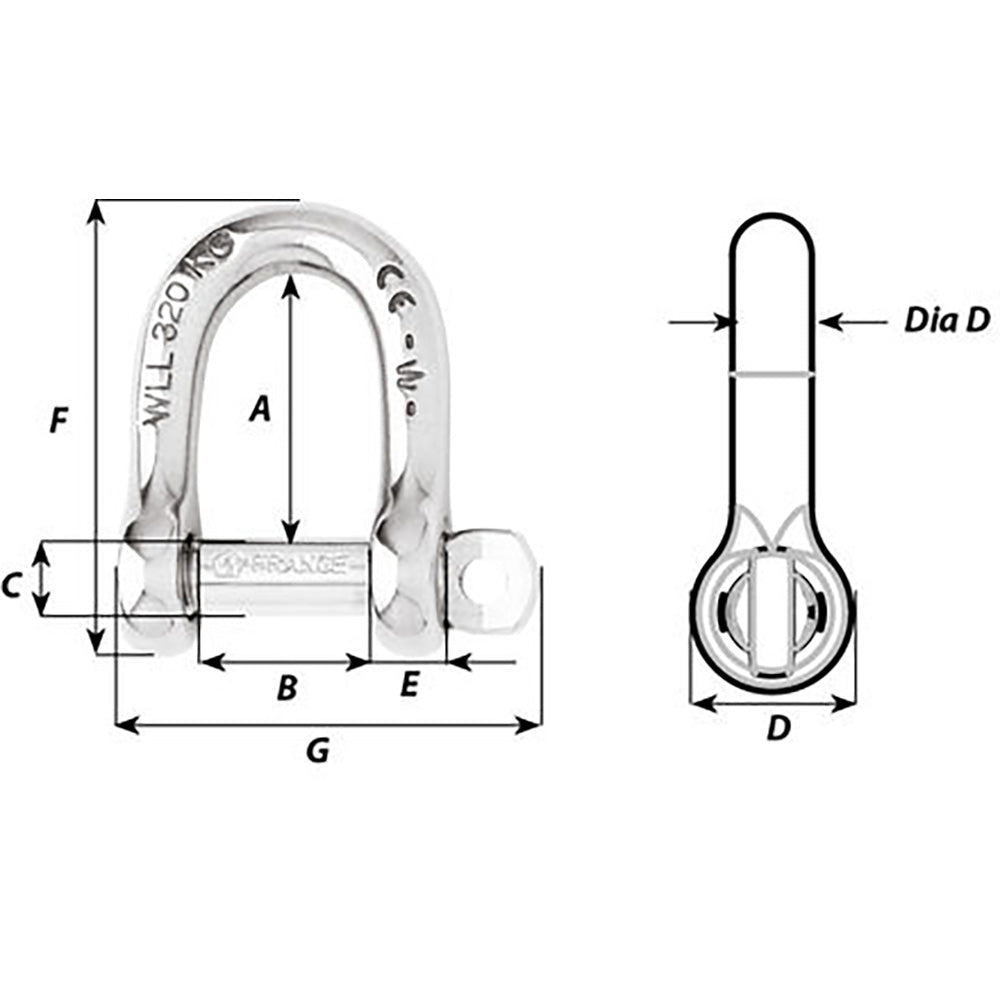 Wichard Not Self-Locking D Shackle - 14mm Diameter - 9/16" [01207] - BuoyMart.com  Shackles/Rings/Pins Wichard Marine