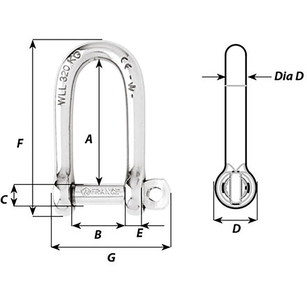 Wichard Self-Locking Long D Shackle - 10mm Diameter - 13/32" [01215] - BuoyMart.com  Shackles/Rings/Pins Wichard Marine