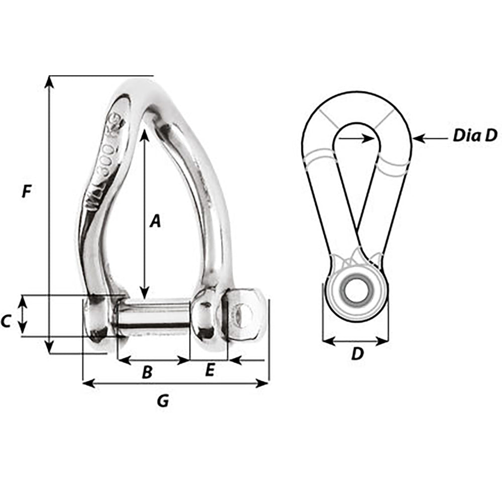 Wichard Self-Locking Twisted Shackle - 10mm Diameter - 13/32" [01225] - BuoyMart.com  Shackles/Rings/Pins Wichard Marine