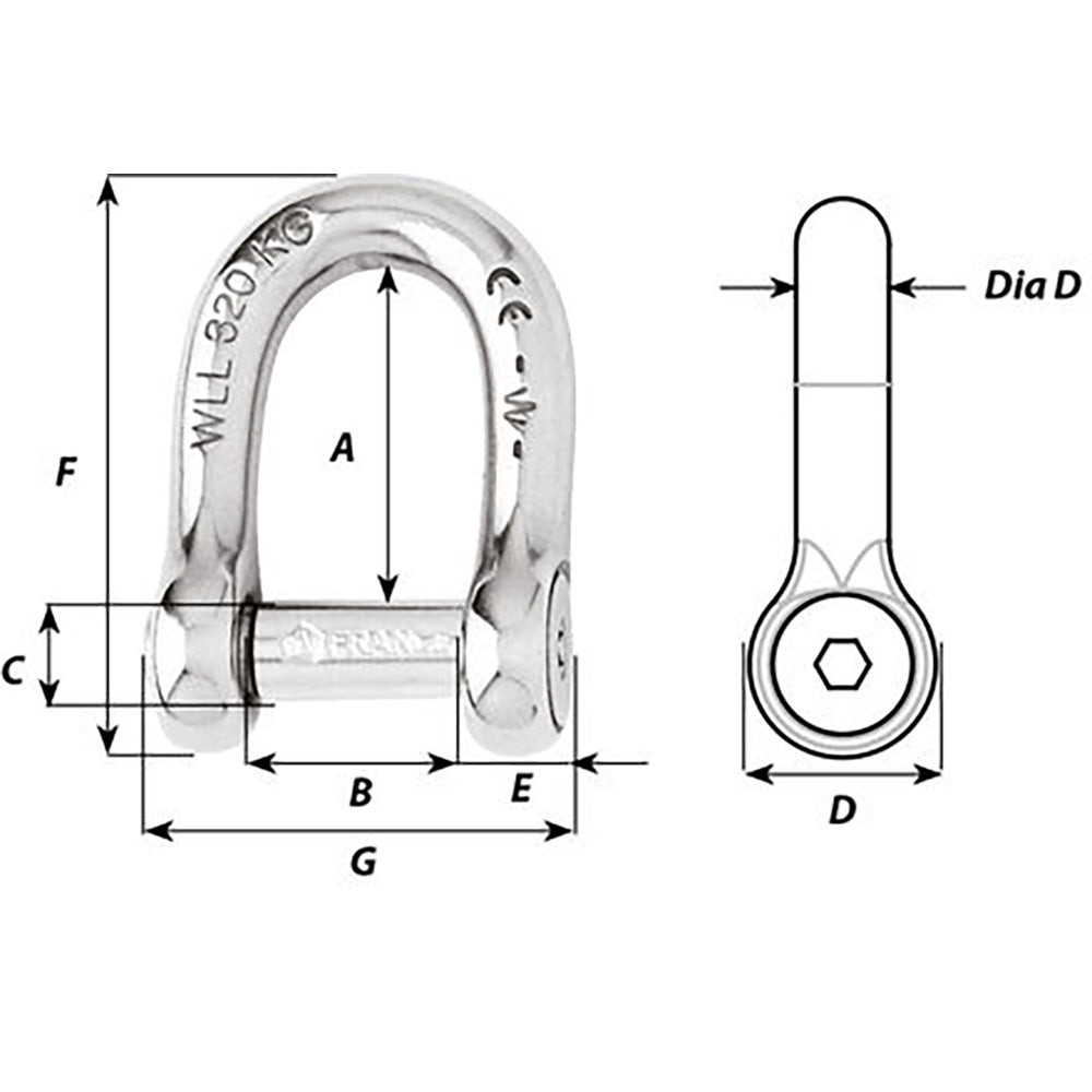 Wichard Self-Locking Allen Head Pin D Shackle - 12mm Diameter - 15/32" [01306] - BuoyMart.com  Shackles/Rings/Pins Wichard Marine