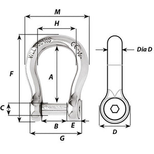 Wichard Self-Locking Allen Head Pin Bow Shackle - 8mm Diameter - 5/16" [01344] - BuoyMart.com  Shackles/Rings/Pins Wichard Marine