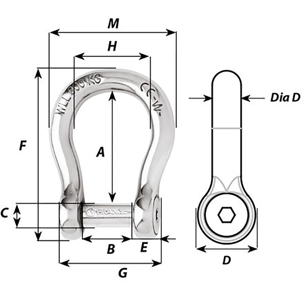 Wichard Self-Locking Allen Head Pin Bow Shackle - 10mm Diameter - 13/32" [01345] - BuoyMart.com  Shackles/Rings/Pins Wichard Marine