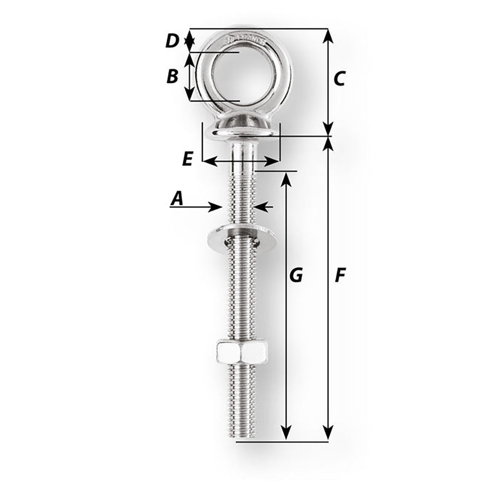 Wichard Eye Bolt - M10 x 150mm - Length 100mm [06495] - BuoyMart.com  Accessories Wichard Marine