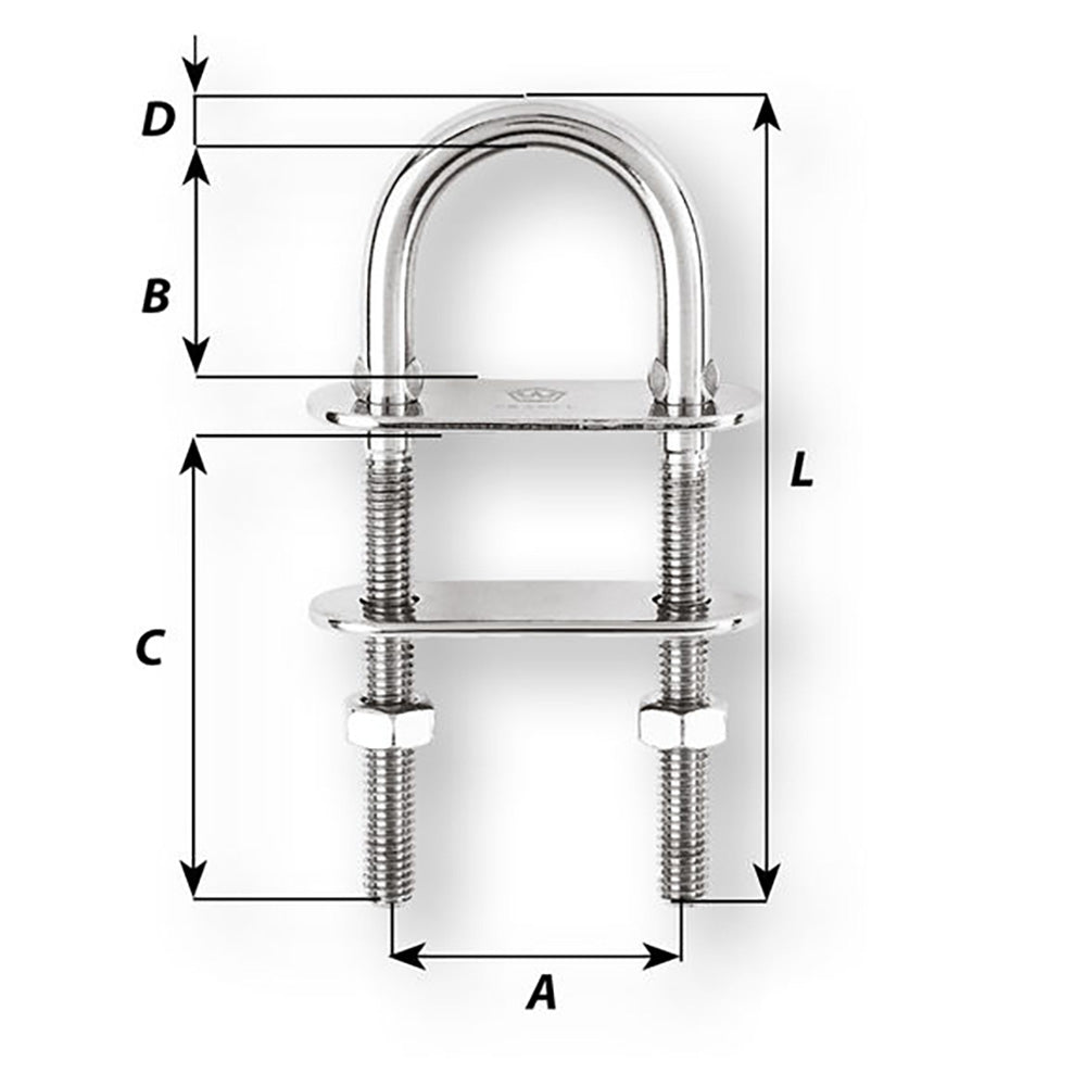Wichard U-Bolt Pad Eye - 8mm Diameter - 5/16" - 80mm Length - 3-5/32" [06514] - BuoyMart.com  Accessories Wichard Marine