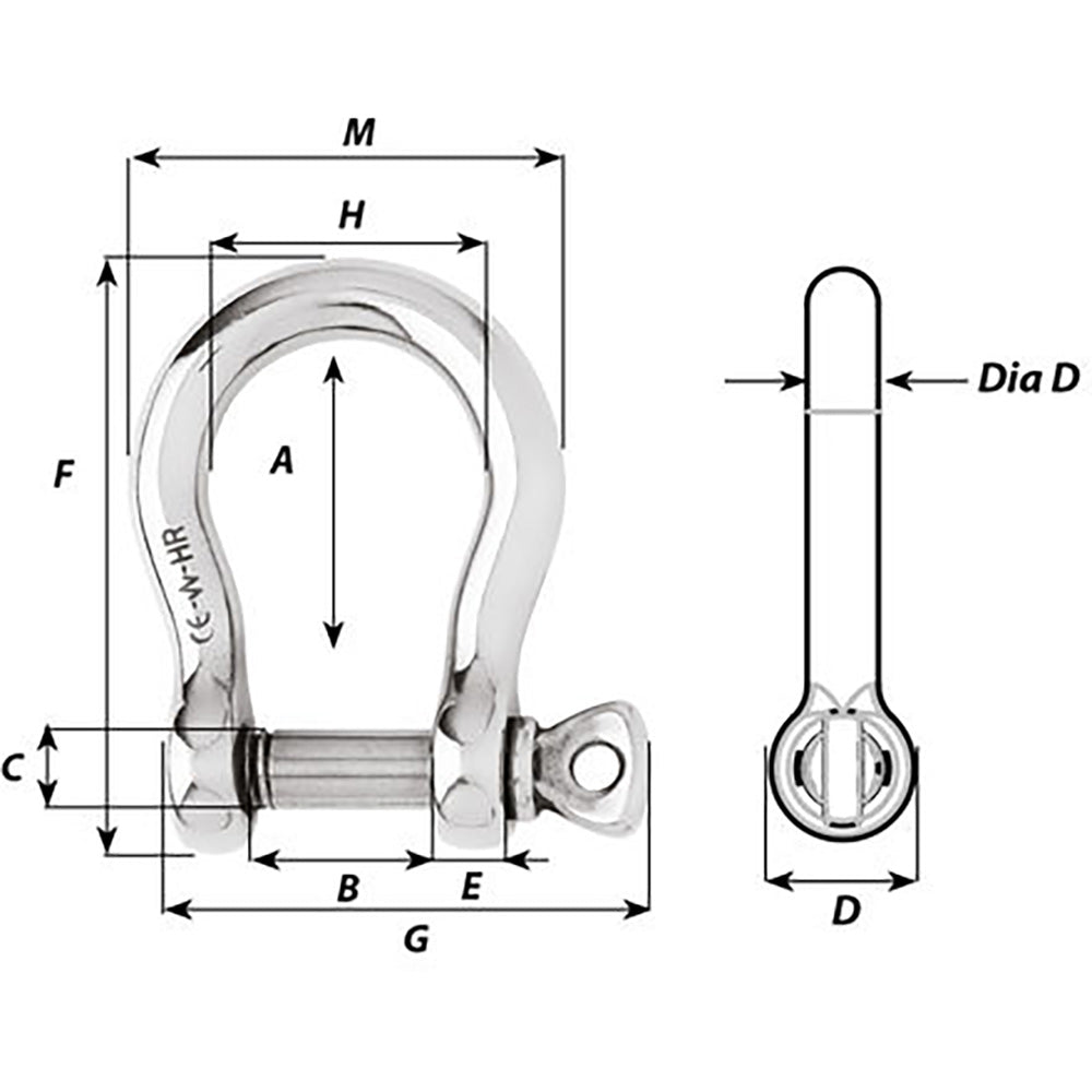 Wichard HR Bow Shackle - 10mm Pin Diameter [11245] - BuoyMart.com  Shackles/Rings/Pins Wichard Marine