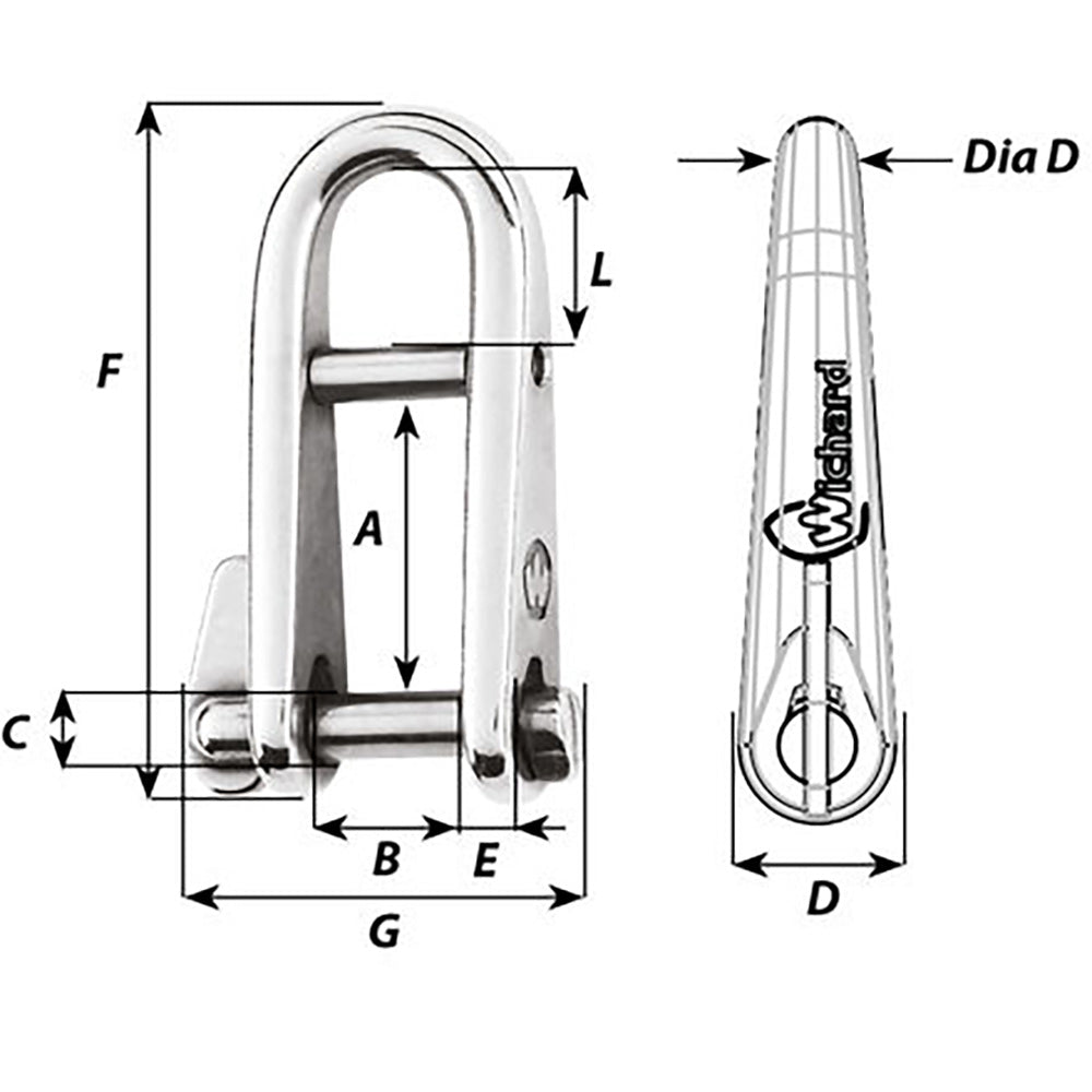 Wichard HR Key Pin Shackle With Bar - 8mm Pin Diameter [91434] - BuoyMart.com  Shackles/Rings/Pins Wichard Marine