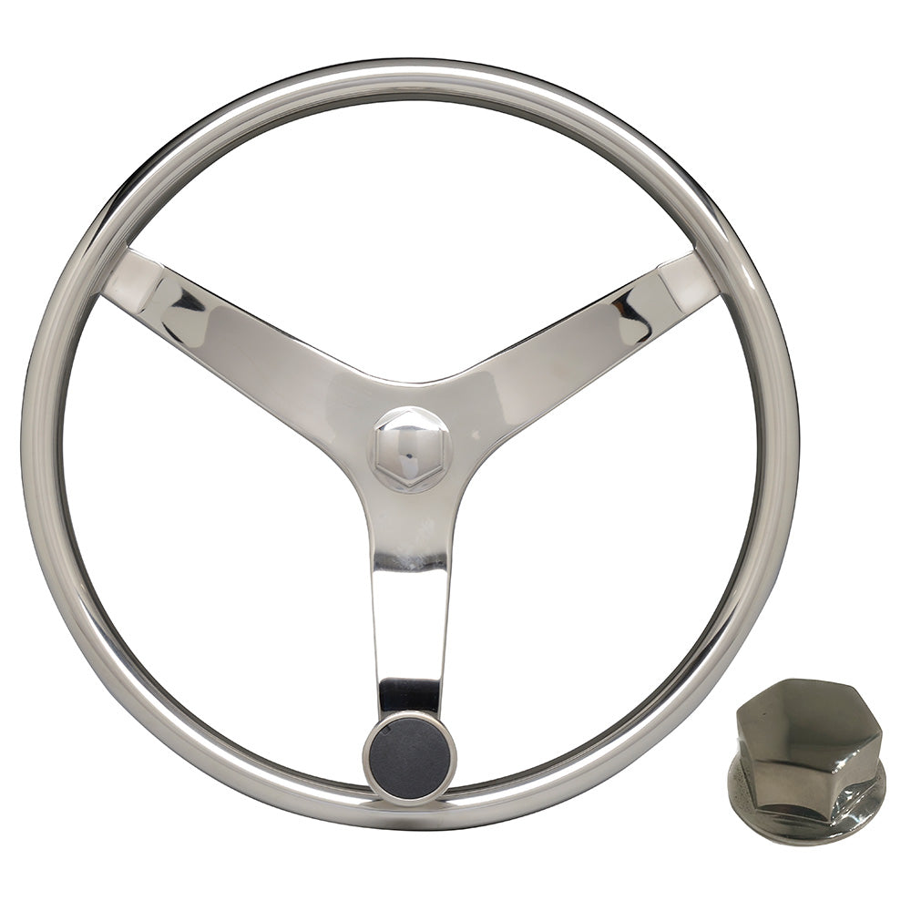 Uflex - V46 - 13.5" Stainless Steel Steering Wheel w/Speed Knob  Chrome Nut [V46 KIT] - BuoyMart.com  Steering Wheels Uflex USA